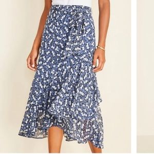 Riffled Wrap Floral Skirt